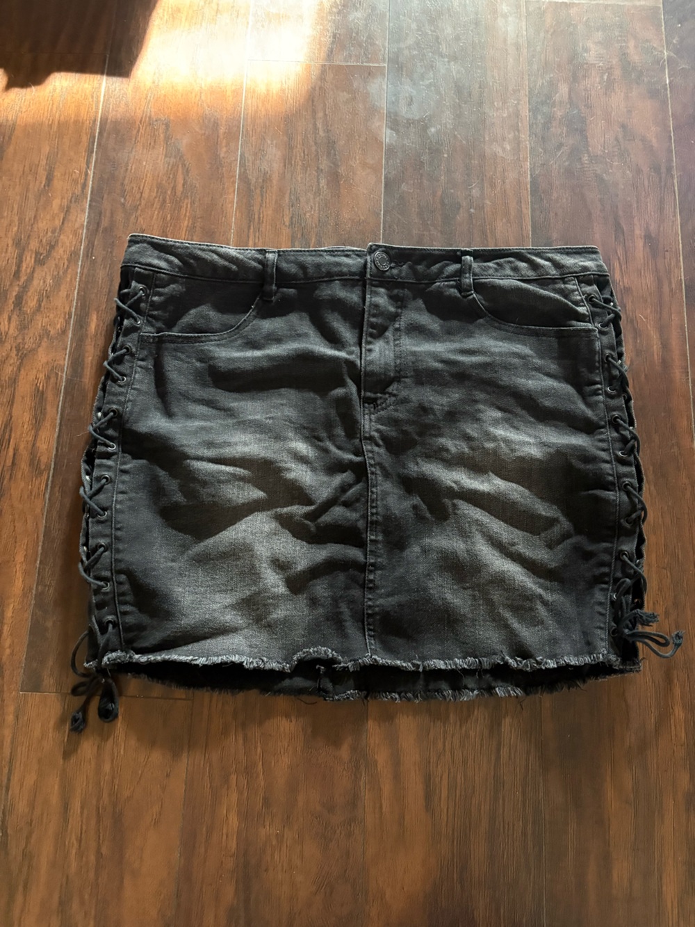 refuge+ Black Denim Mini Skirt